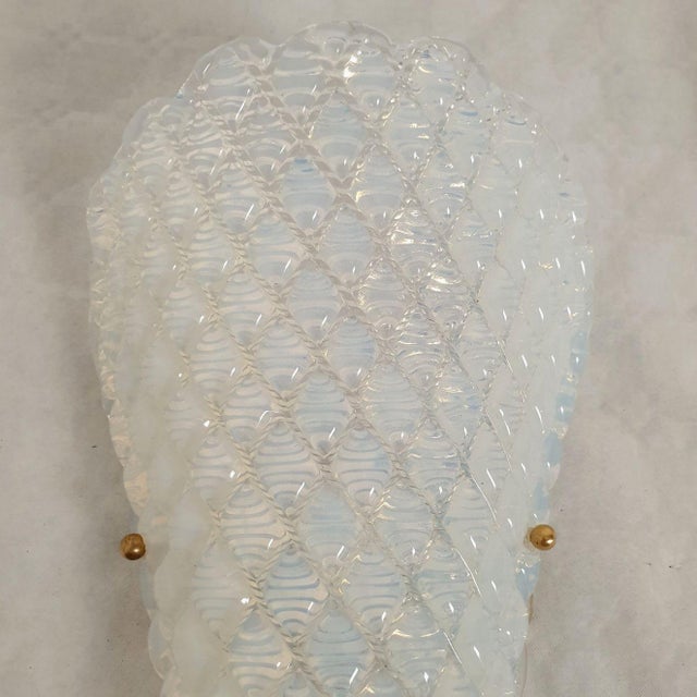 1970s Opaline, Mid Century Modern, Murano Glass Sconces - a Pair For Sale In Dallas - Image 6 of 11