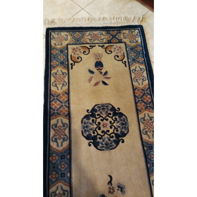 1970s Royal Blue Hand Knotted Runner-2’6’x10" For Sale In Houston - Image 6 of 7