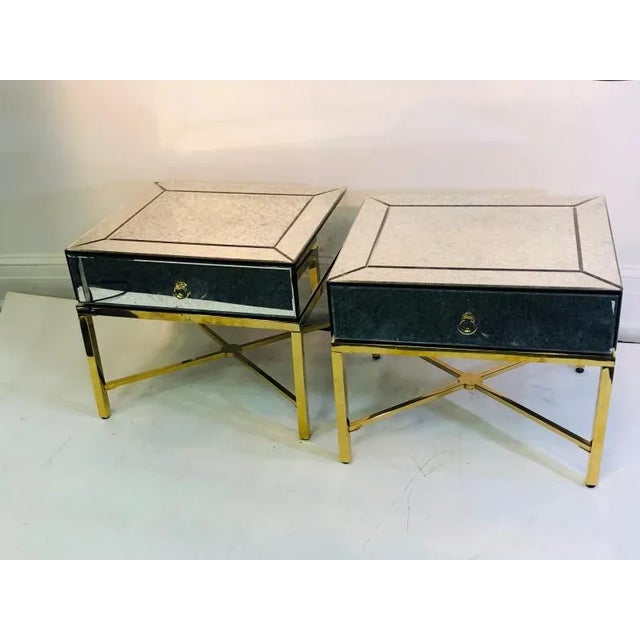 Contemporary Custom Made Mirrored Night Stands - a Pair For Sale - Image 3 of 11