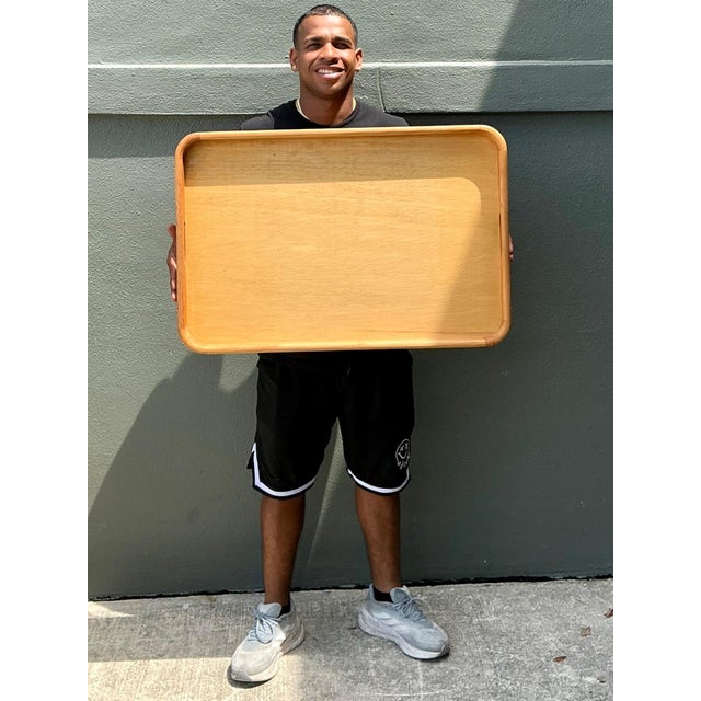 Vintage Postmodern XL Rectangular Wood Tray For Sale - Image 10 of 12