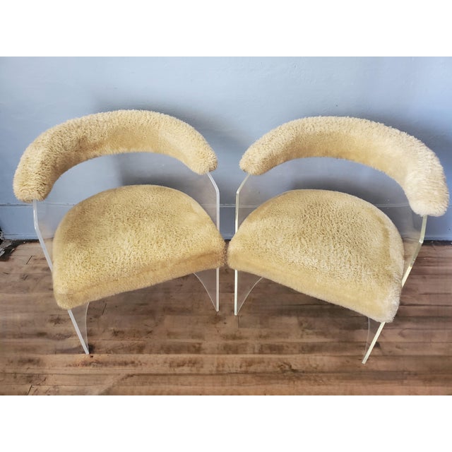 Plastic 1970s Lucite Barrel Chairs by Hill Mfg, Inspired by Kagan - Set of 2 For Sale - Image 7 of 8