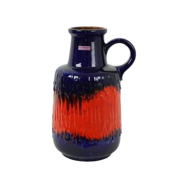 Blue and Orange Fat Lava Vase from Scheurich Keramik, West Germany, 1960s For Sale - Image 11 of 11
