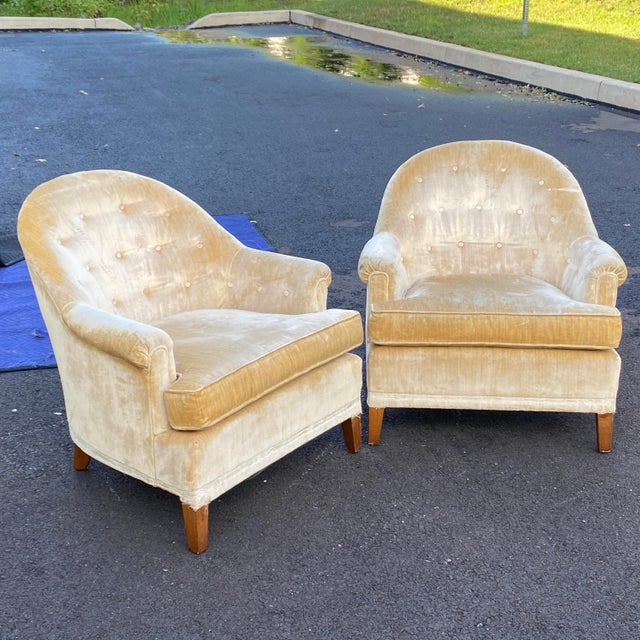 Ethan Allen Tufted Velvet Lounge Chairs a Pair Chairish