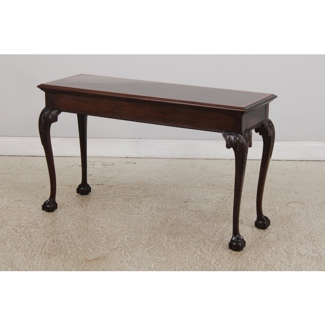 Queen Anne Stickley Mahogany Inlaid Console Table For Sale - Image 3 of 15