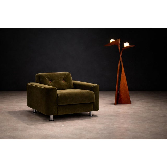 Pair of “Pullman” Armchairs in Dark Olive Velvet, Jorge Zalszupin for L’Atelier, Brazil, 1970s - Lot 146-566 For Sale - Image 12 of 16