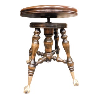 Antique Victorian Melvin Bancroft Co. Swivel Piano Stool Lowell Ma Circa 1890 For Sale