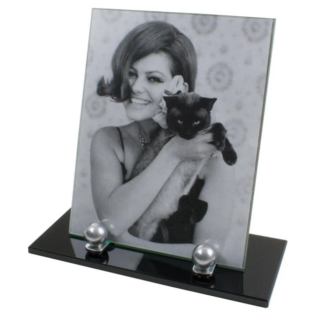 Black Art Deco Black Opaline Glass and Aluminum Picture Frame, 1930s For Sale - Image 8 of 8