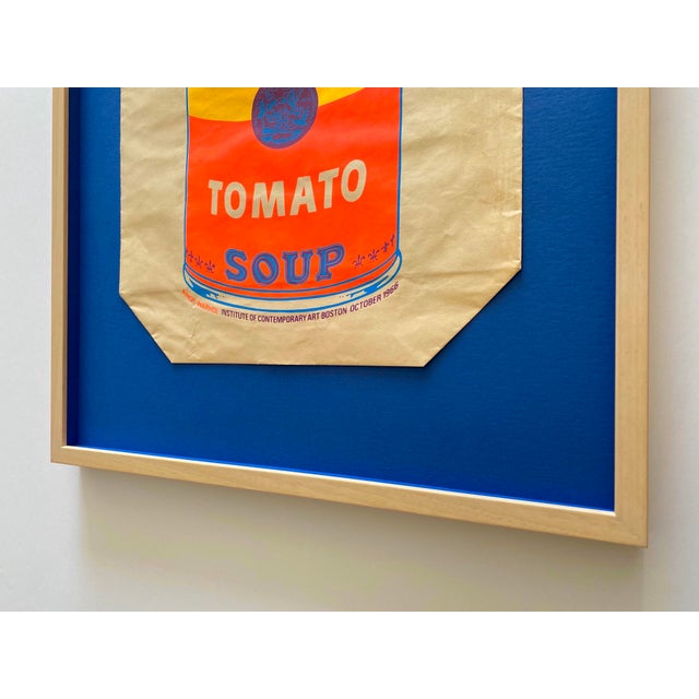 Andy Warhol Vintage 1966 Mid Century Modern " Campbell's Tomato Soup Can " Silkscreen Print Framed Pop Art Exhibition Shopping Bag For Sale - Image 15 of 18