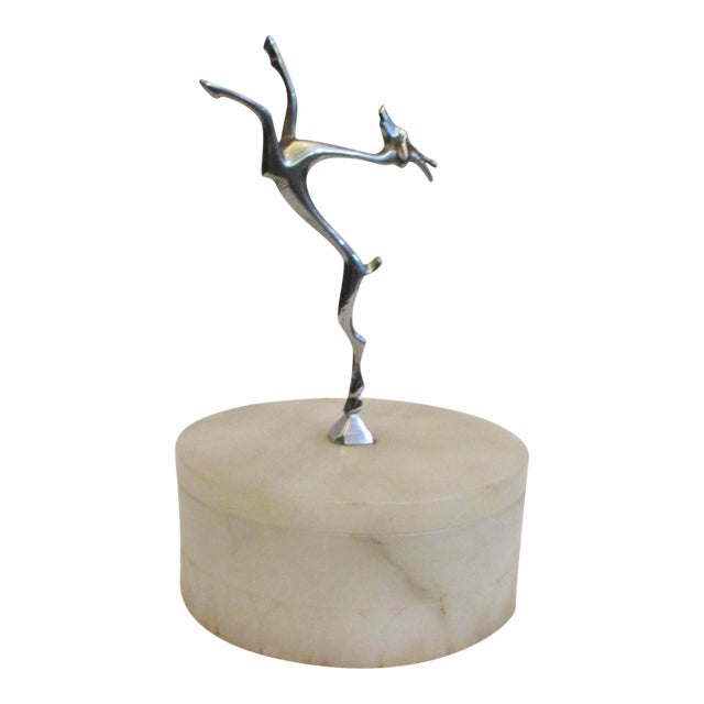 Vintage Art Deco Alabaster Powder Box For Sale