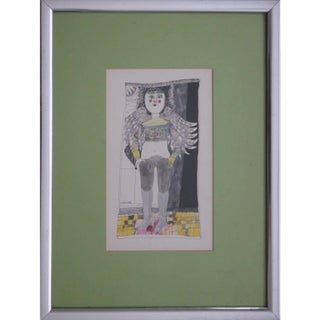 Charles Pebworth "Why is This Way" Watercolor Painting of Lady With Wings 1970s For Sale