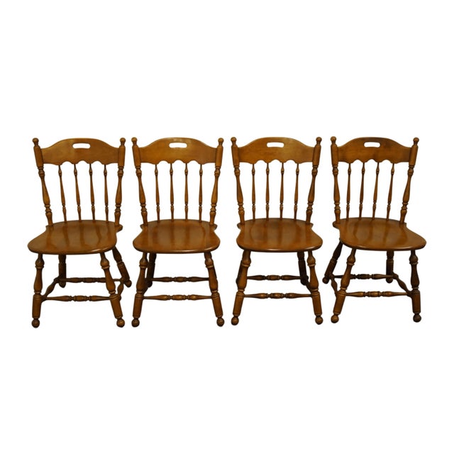 Set of 4 Ethan Allen Heirloom Nutmeg Maple Colonial Spindle Back Dining Side Chairs 10-6002 For Sale - Image 13 of 13