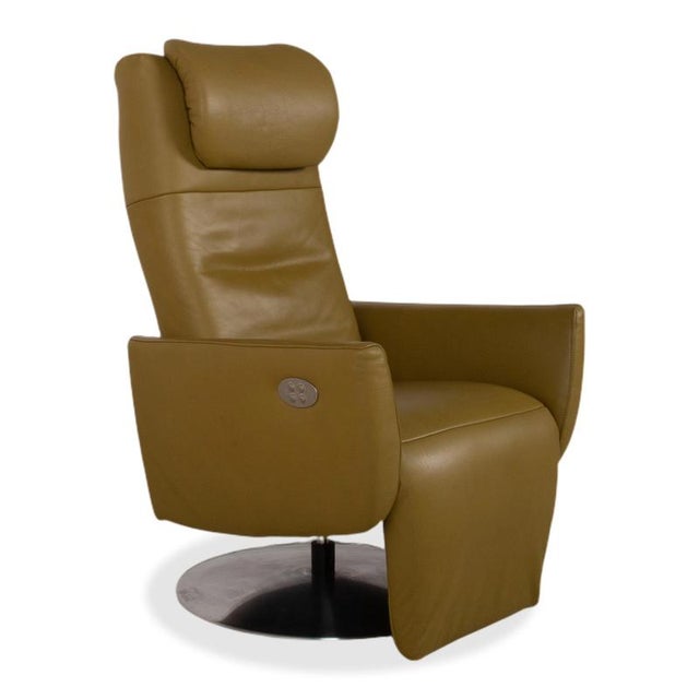 Modern Seneca Armchair in Green Leather from Koinor For Sale - Image 3 of 18