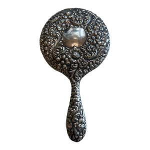 E. 20thc Sterling Silver Beveled Mirror American Hand Mirror