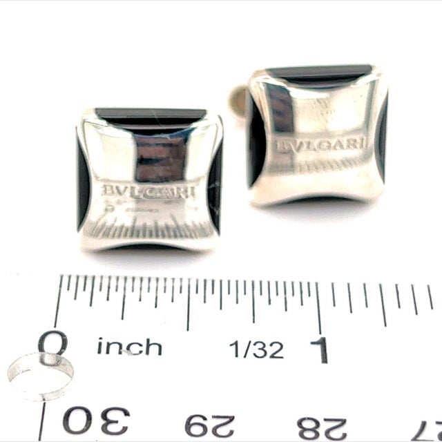 Late 20th Century Late 20th Century Bulgari Estate Onyx Cufflinks Sterling Silver 19.24 Grams, A Pair For Sale - Image 5 of 10