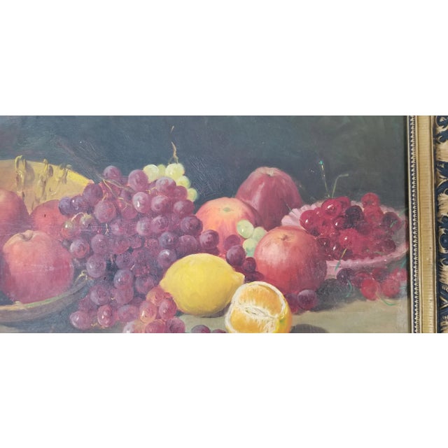 Vintage Fruit Still Life Oil on Canvas Painting, Signed For Sale In Miami - Image 6 of 13