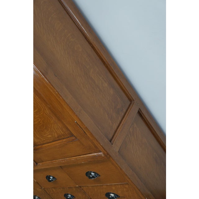 Vintage Dutch Faux Oak Paint Pine Bank of Drawers For Sale - Image 11 of 17