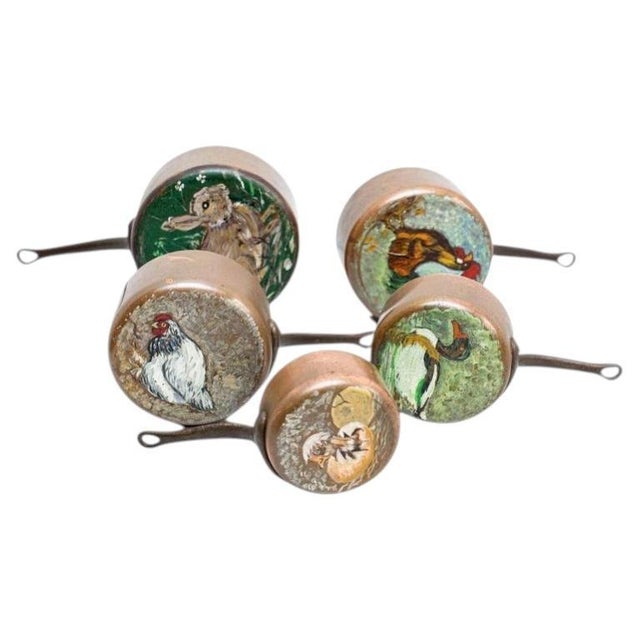 Vintage Hand Painted Rustic Brass Pots, 1960, Set of 5 For Sale - Image 17 of 17