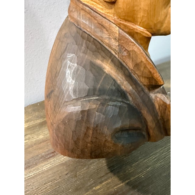 Vintage Hans Huggler Wyss Wood Carved Bust Old Man - Unsigned For Sale - Image 13 of 18