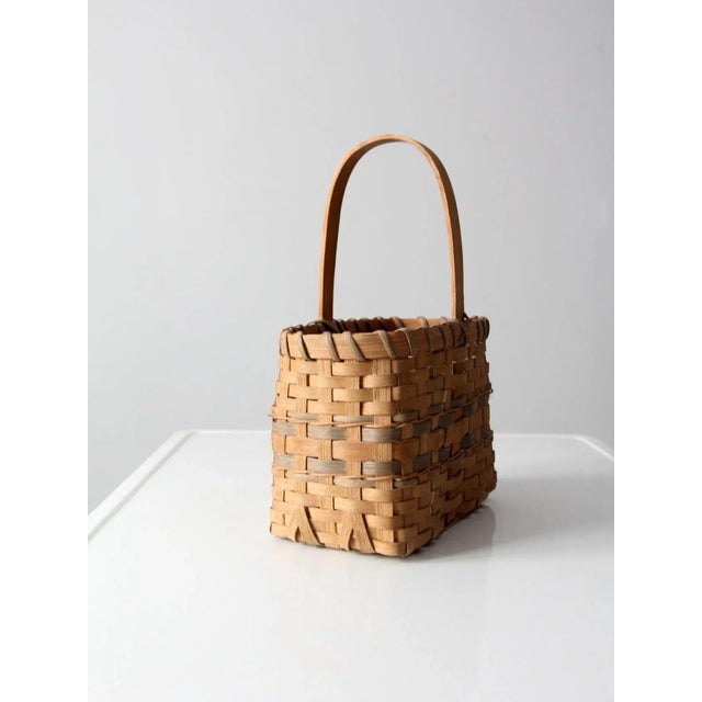 Vintage Splint Weave Basket For Sale - Image 4 of 13