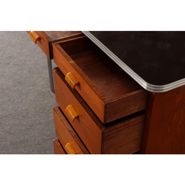 Bauhaus Desk in Beech, Black Laminate, and Bakelite With Tubular Steel Base For Sale - Image 12 of 18