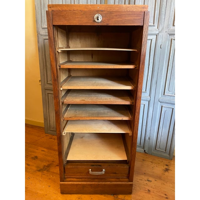 1960s Vintage Roller Shutter Cabinet Filling or Music Cabinet, France, 1960s For Sale - Image 5 of 15