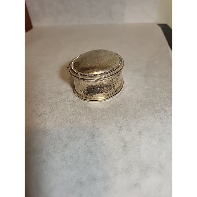Vintage Silverplated Oval Trinket Box Velvet Lining For Sale - Image 4 of 7