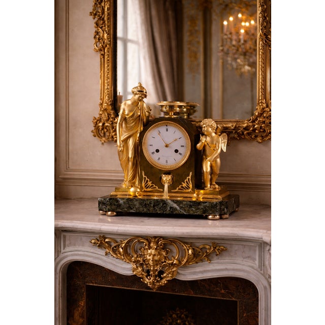 1800s Lefevre Empire Ormolu Marble Venus Clock – 1 Pc For Sale - Image 12 of 15