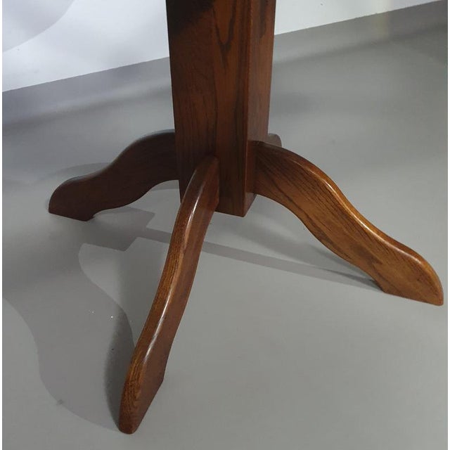Octagonal Oak Dining Table with Inlaid Glass Top For Sale - Image 9 of 18