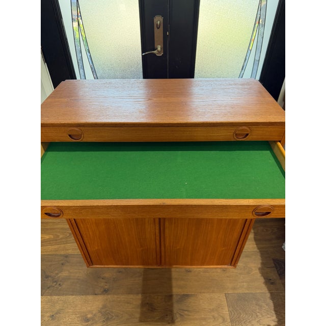 1970s Danish Modern Teak Modular Wall Unit Cabinet With Tambour Doors & Flat File Drawers For Sale - Image 6 of 18