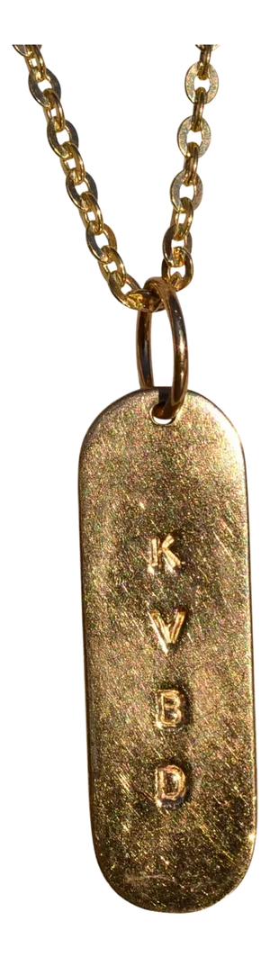 The Mari: Yellow Gold Tag Necklace Likely Designer