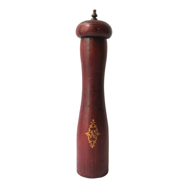 Italian Leather Peppermill, Mid-20th Century, Italy For Sale