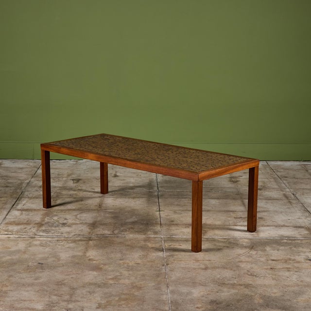 Gordon & Jane Martz Green Speckle Glazed Coin Tile Coffee Table For Sale - Image 9 of 15