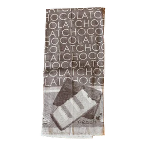 Late 20th Century St. Roch French Cotton Jacquard "Chocolat" Theme Tea Towel