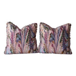 Vintage Marbled Decorative Pillows- a Pair For Sale