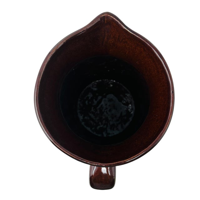 Vintage 10" Two-Tone Stoneware Pitcher - Brown & Cream Roseville RRP Co. - Mid-Century Farmhouse Decor For Sale In Tampa - Image 6 of 10