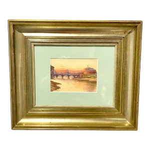 19th C. Rome Riverscape by Charles Theodore Frére, Ponte Sant'Angelo