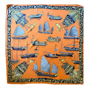 Hermès Jonques Et Sampans 1991 Silk Scarf by Françoise De La Perriere