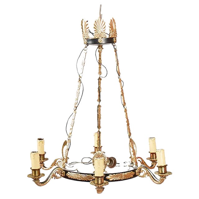 Antique Brass Chandelier For Sale