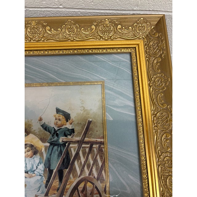 Antique Late 19th Century Chromolithograph Print “A Day in the Country For Sale In Kansas City - Image 6 of 12