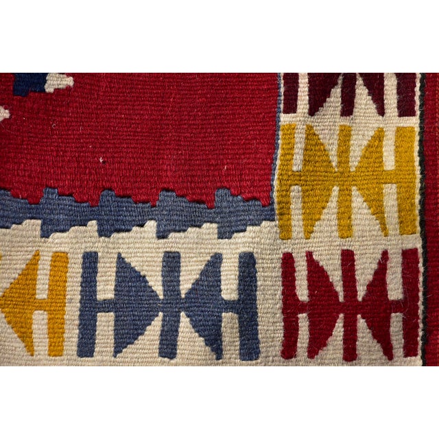 1980 Turkish Red Geometric Oushak Kilim For Sale - Image 11 of 13