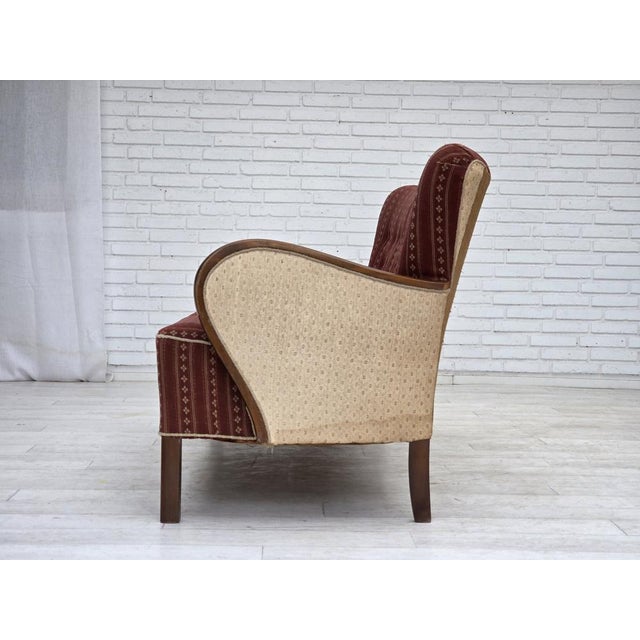 Danish 3-Seater Sofa in Red Wool and Beech, 1960s For Sale - Image 12 of 18