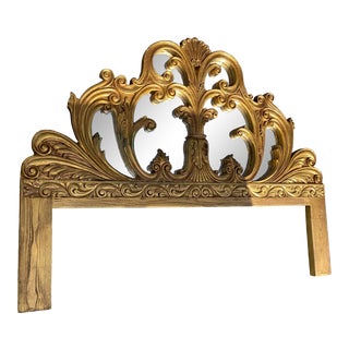 Gilt Bed Headboard With Mirrored Glass For Sale