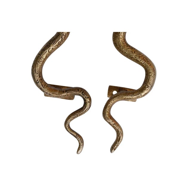 Large Gold Brass Cobra Door Handles - a Pair For Sale - Image 4 of 6