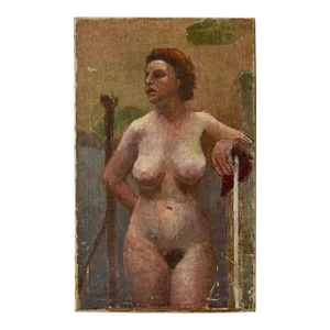Vintage Large-Scale Frontal View Nude Study, Circa 1940s