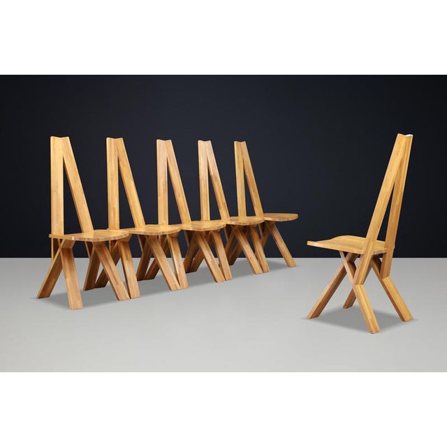 Vintage Elm Dining Chairs in the style of Pierre Chapo, 1980, Set of 6 For Sale - Image 9 of 15