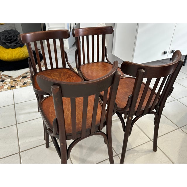 Brown Vintage Parisian Bistro Chairs, 1960s, Set of 4 For Sale - Image 8 of 14