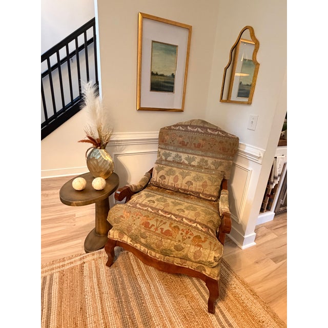 Textile Fairfield Camel and Palm Tapestry Chair For Sale - Image 7 of 10