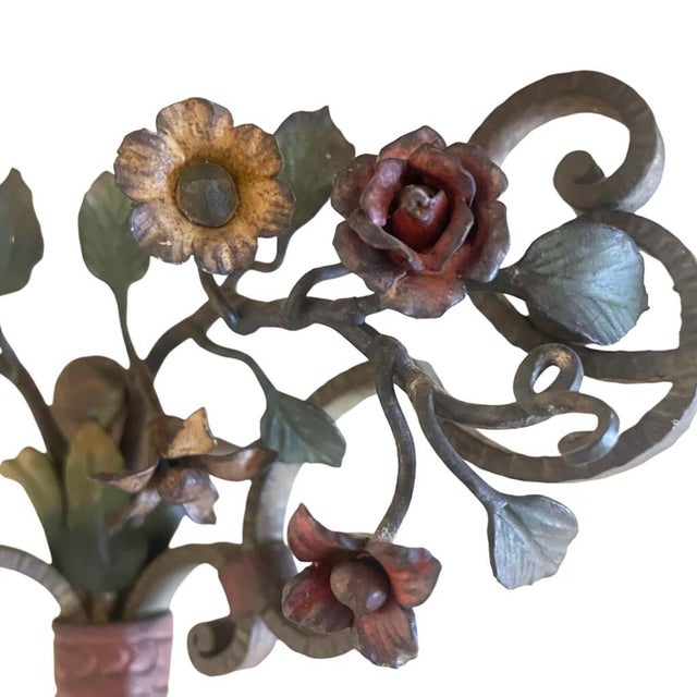 Early 20th Century Rectangular Shelves in Polychrome Lacquered Wrought Iron, Early 1900s, Set of 2 For Sale - Image 5 of 8