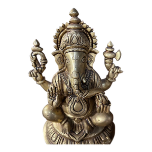 Vintage Indian Brass Ganesha Statue