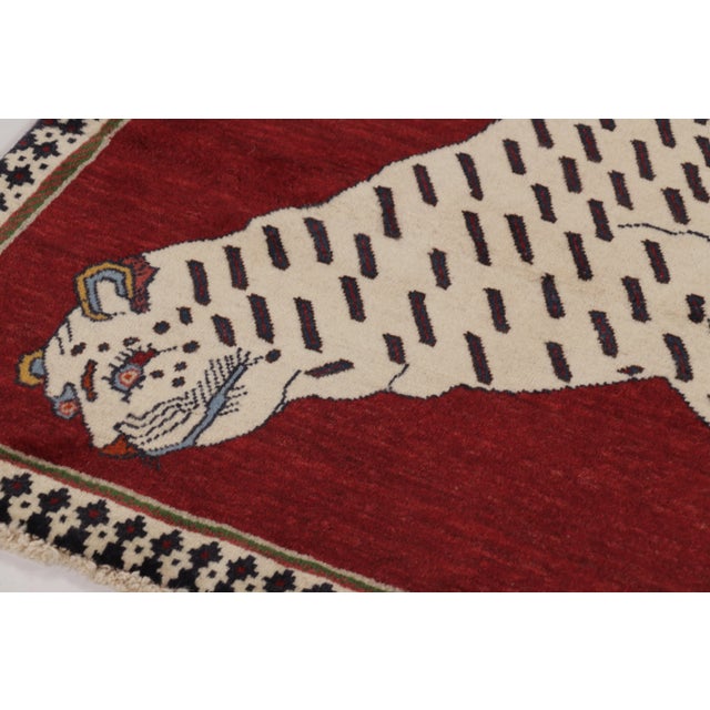 Traditional Vintage Gabbeh Rug With Leopard Pictorial by Rug & Kilim, Afghanistan, 1950-1959 For Sale - Image 3 of 9